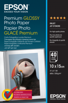 Fotopapier 10 x 15 cm Epson Premium Glossy, 40 listov, 255 g/m², lesklý, biely, inkoustový (C13S042153)