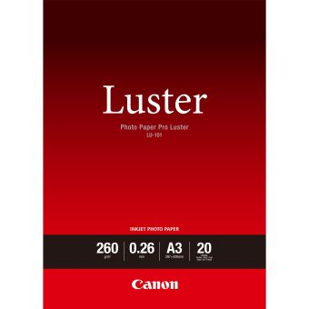 Fotopapier A3 Canon Luster, 20 listov, 260 g/m², lesklý, biely, inkoustový (LU-101)