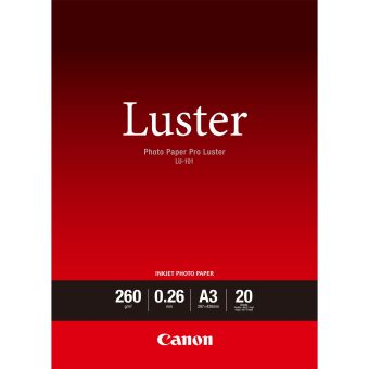Fotopapier A3 Canon Luster, 20 listov, 260 g/m², leskl, biely, inkoustov (LU-101)