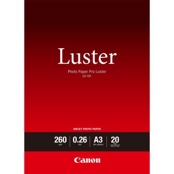 Fotopapier A3 Canon Luster, 20 listov, 260 g/m², leskl, biely, inkoustov (LU-101)