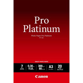 Fotopapier A3 Canon Pro Platinum, 20 listov, 300 g/m², leskl, biely, inkoustov (PT-101)