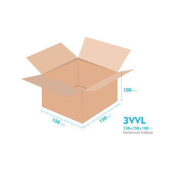 Kartónová škatuľa 3VVL - 150  x  150  x  100 mm - vnútorné 145 x 145 x 80 mm