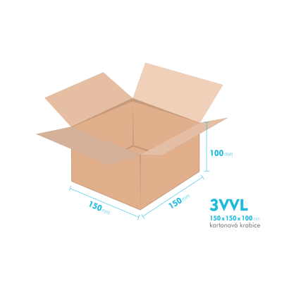 Kartnov katua 3VVL - 150  x  150  x  100 mm - vntorn 145 x 145 x 80 mm