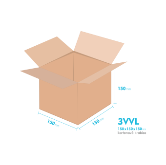 Kartónová škatuľa 3VVL - 150  x  150  x  100 mm - vnútorné 145 x 145 x 140 mm