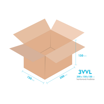 Kartónová krabica 3VVL - 200x150x150mm - vnútorné 195x145x140mm