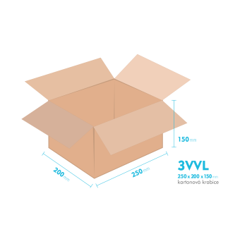 Kartónová krabica 3VVL - 250x200x150mm - vnútorné 245x195x140mm