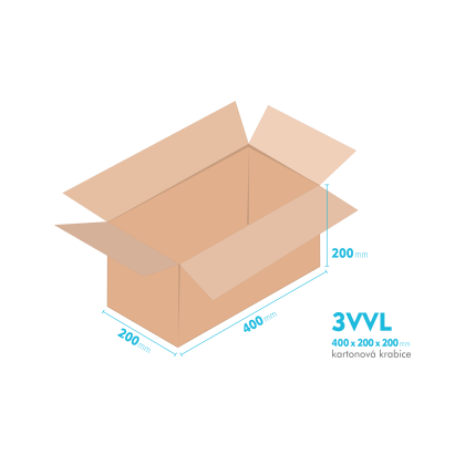 Kartnov katua 3VVL - 400 x 200 x 200 mm - vntorn 395 x 195 x 190 mm