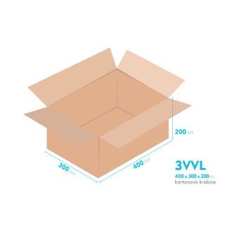 Kartnov katua 3VVL - 400 x 300 x 200 mm - vntorn 395 x 295 x 190 mm