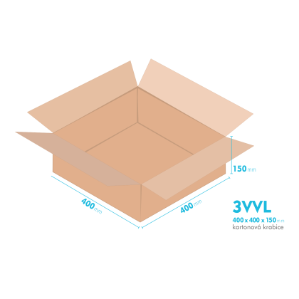 Kartnov katua 3VVL - 400 x 400  x  150 mm - vntorn 395 x 395 x 140 mm