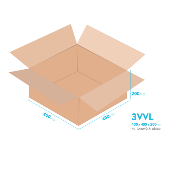 Kartnov katua 3VVL - 400 x 400 x 200 mm - vntorn 395 x 395 x 190 mm