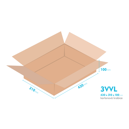 Kartnov katua 3VVL - 430 x 310  x  100 mm - vntorn 425 x 305 x 90 mm