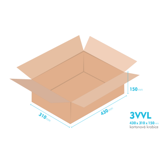 Kartnov katua 3VVL - 430 x 310  x  150 mm - vntorn 425 x 305 x 140 mm