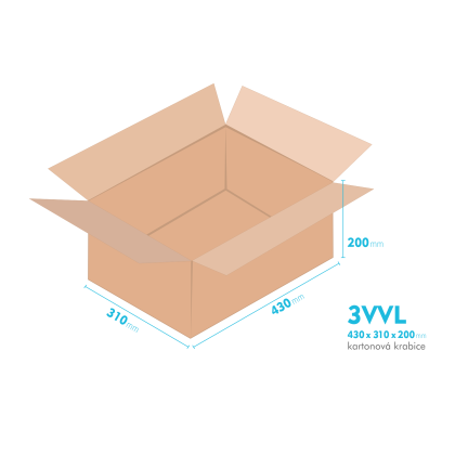 Kartnov katua 3VVL - 430 x 310 x 200 mm - vntorn 425 x 305 x 190 mm