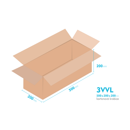 Kartnov katua 3VVL - 500 x 200 x 200 mm - vntorn 495 x 195 x 190 mm