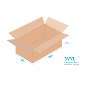 Kartnov katua 3VVL - 500 x 300 x 200 mm - vntorn 495 x 295 x 190 mm