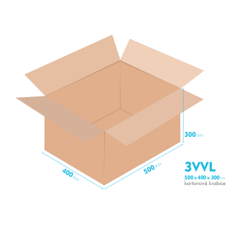 Kartnov katua 3VVL - 500 x 400 x 300 mm - vntorn 495 x 395 x 290 mm