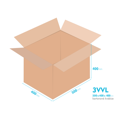 Kartnov katua 3VVL - 500 x 400 x 400 mm - vntorn 495 x 395 x 390 mm