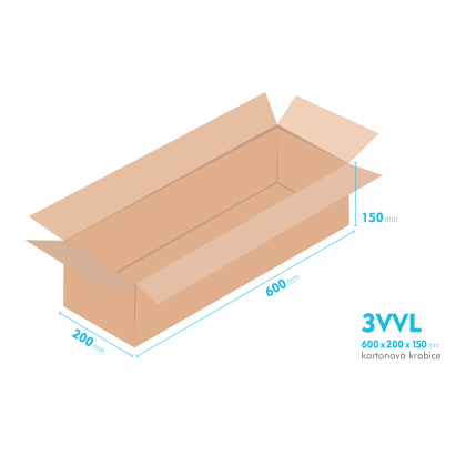 Kartnov katua 3VVL - 600 x 200  x  150 mm - vntorn 595 x 195 x 140 mm