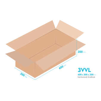 Kartnov katua 3VVL - 600 x 300 x 200 mm - vntorn 595 x 295 x 190 mm