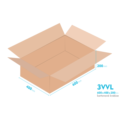 Kartnov katua 3VVL - 600 x 400 x 200 mm - vntorn 595 x 395 x 190 mm