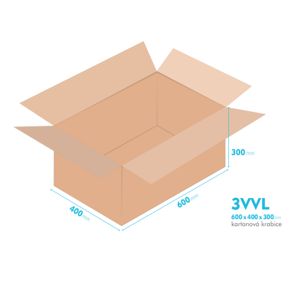 Kartnov katua 3VVL - 600 x 400 x 300 mm - vntorn 595 x 395 x 290 mm