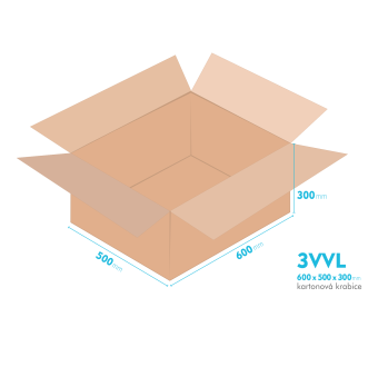 Kartnov katua 3VVL  - 600 x 500 x 300 mm - vntorn 595 x 495 x 290 mm