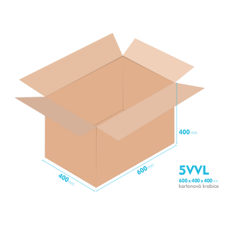 Kartónová škatuľa 5VVL - 600 x 400 x 400 mm - vnútorné 594 x 394 x 388 mm