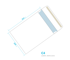 Listové obálka - C4 s pásikom - okienko vpravo