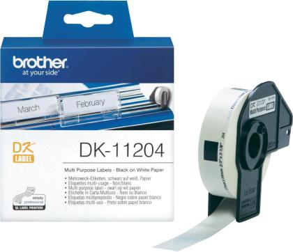 Originlne etikety Brother DK-11204, papierov biele, univ. ttok, 17 x 54 mm, 400 ks