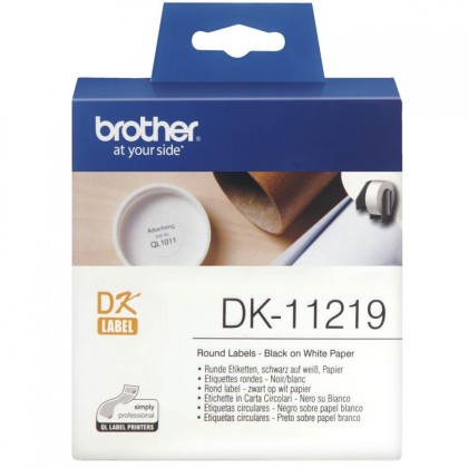 Originlne etikety Brother DK-11219, papierov biele, okrhle, priemer 12 mm, 1200 ks