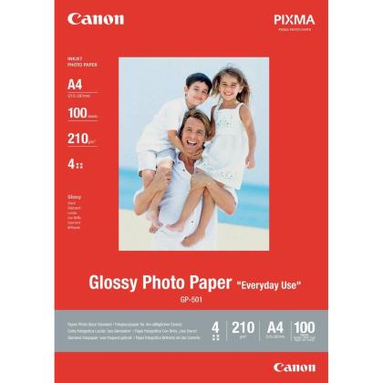 Fotopapier A4 Canon Glossy, 100 listov, 200 g/m², leskl, biely, inkoustov (GP-501)