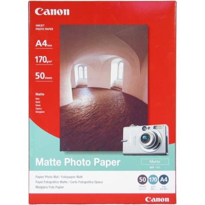 Fotopapier A4 Canon Matte, 50 listov, 170 g/m², matn, biely, inkoustov (MP-101)
