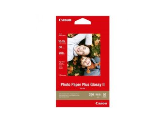 Fotopapier 10 x 15 cm Canon Plus Glossy, 50 listov, 260 g/m², leskl, biely, inkoustov (PP-201)