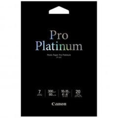 Fotopapier 10x15cm Canon Pro Platinum, 20 listov, 300 g/m2, lesklý, biely, inkoustový (PT-101)