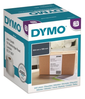Originln etikety DYMO S0904980, extra vek ttky na balky, 10cm x 15cm, ierna tla na bielom podklade, 220ks