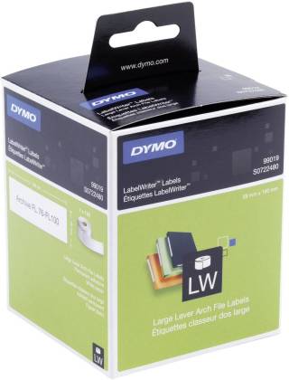 Originln etikety DYMO 99019 (S0722480), 190 mm x 59 mm, ierna tla na bielom podklade, 110 ks