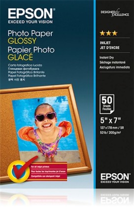 Fotopapier 13 x 18 cm Epson Glossy, 50 listov, 200 g/m², leskl, biely, inkoustov (C13S042545)