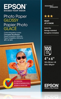 Fotopapier 10 x 15 cm Epson Glossy, 100 listov, 200 g/m², leskl, biely, inkoustov (C13S042548)