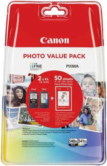 Sada originálných cartridge Canon PG-540XL+CL-541XL (Čierna a farebná) + fotopapier