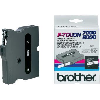 Originln pska Brother TX-211, 6mm, ierna tla na bielom podklade