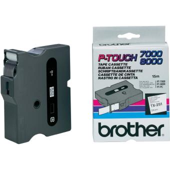 Originálna páska Brother TX-251, 24 mm, čierna tlač na bielom podklade