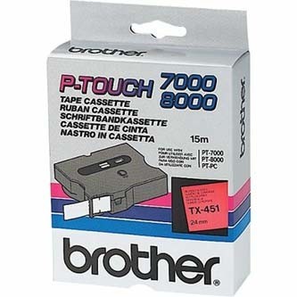 Originlna pska Brother TX-451, 24 mm, ierna tla na ervenom podklade