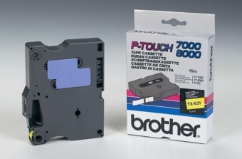 Originlna pska Brother TX-631, 12 mm, ierna tla na ltom podklade