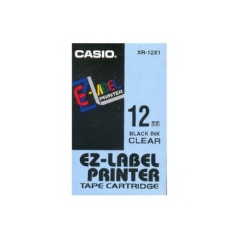 Originlna pska Casio XR-12X1, 12 mm, ierna tla na priesvitnom podklade