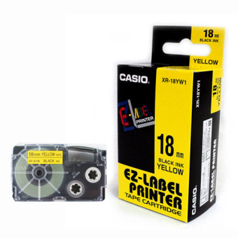 Originálna páska Casio XR-18YW1, 18 mm, čierna tlač na žltom podklade