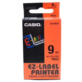 Originálna páska Casio XR-9RD1, 9 mm, čierna tlač na červenom podklade