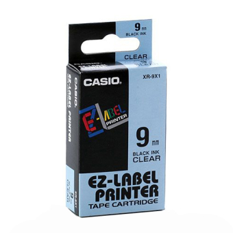 Originálna páska Casio XR-9X1, 9 mm, čierna tlač na priesvitnom podklade