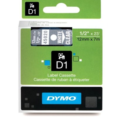 Originálná páska DYMO 45020 (S0720600), 12mm, biela tlač na priesvitnom podklade