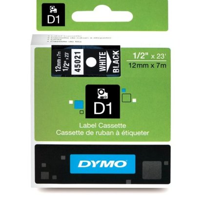 Originálná páska DYMO 45021 (S0720610), 12mm, biela tlač na čiernom podklade