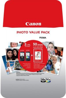 Sada originlnch npl Canon PG-560XL+CL-561XL (ierna a farebn) + fotopapier